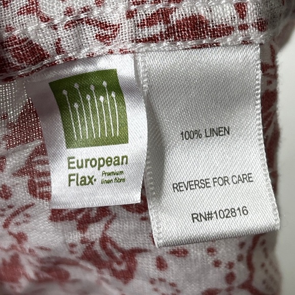 Garnet Hill Floral Button Up Top Women’s Size 0 European Flax Linen Long Sleeve - Picture 6 of 8